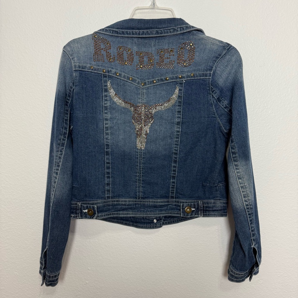 Live & Let Live Embellished Denim Jacket Rodeo Western Jean Studs Rhinestones